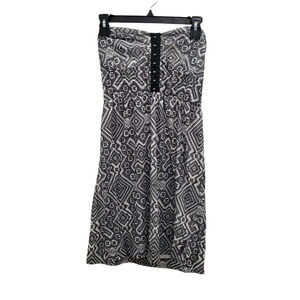 Billabong Women's Black White Tribal Print Modal Blend Strapless Bustier Dress L
